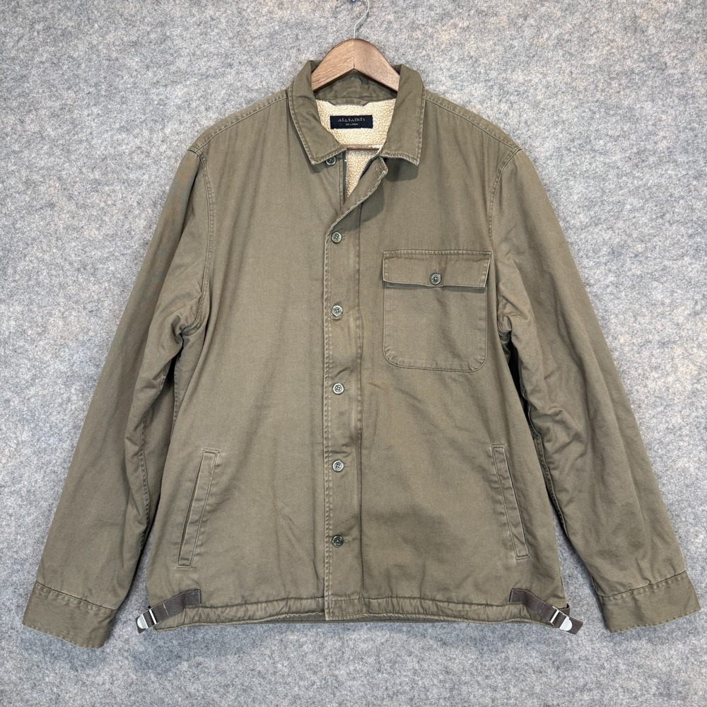 AllSaints Deck Sherpa Military Overshirt Jacket Mens 2XL Field Coat Shacket